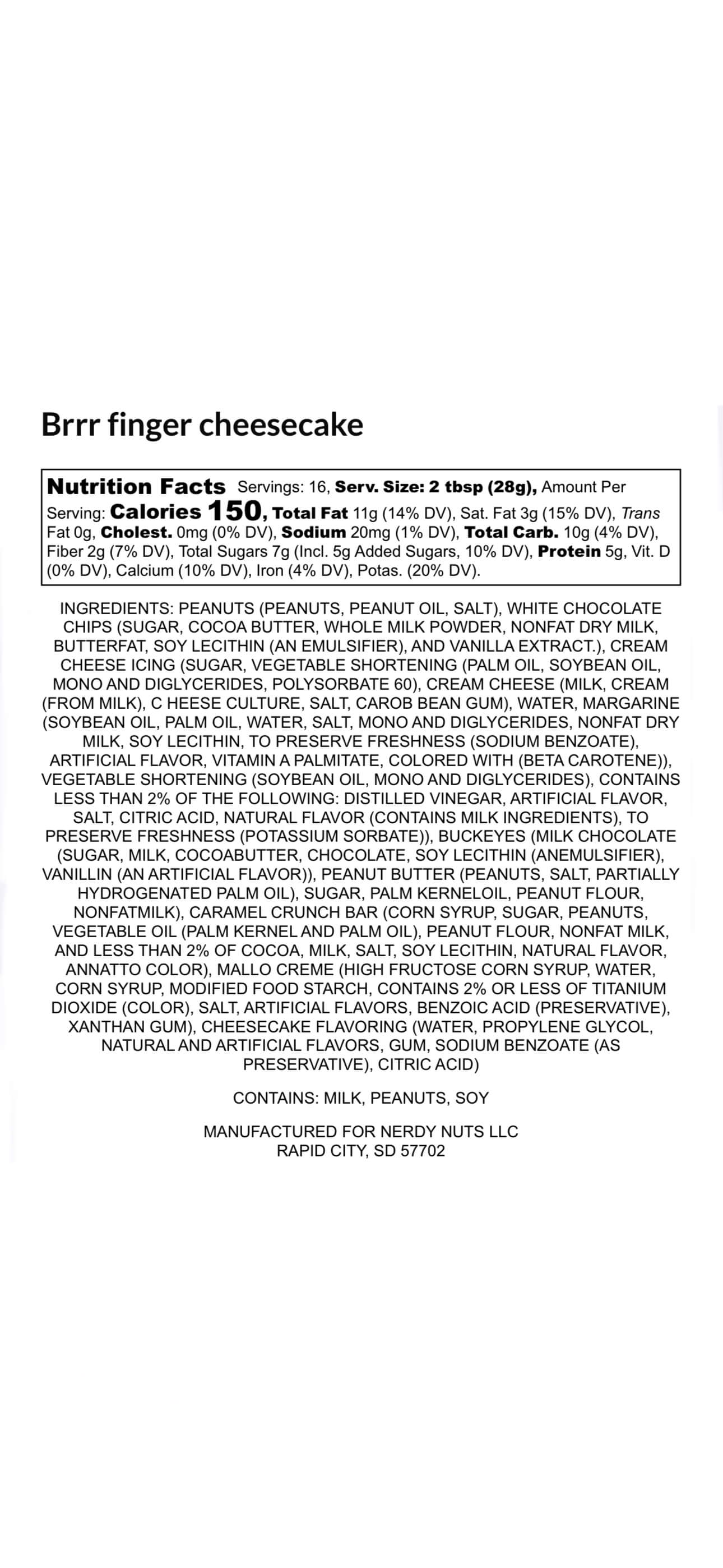 Brrr-Finger Cheesecake Peanut Butter Treat