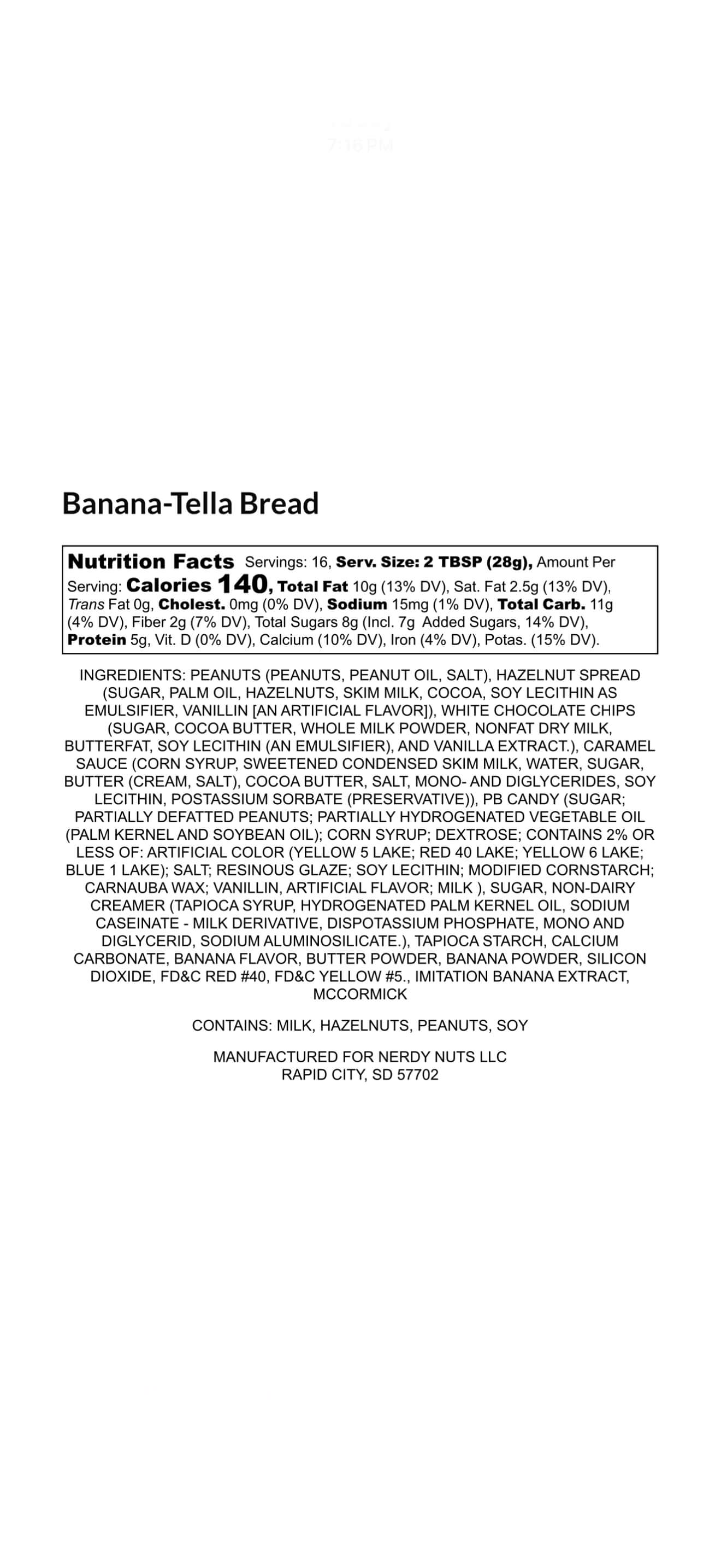 Banana Tella Bread Peanut Butter Treat
