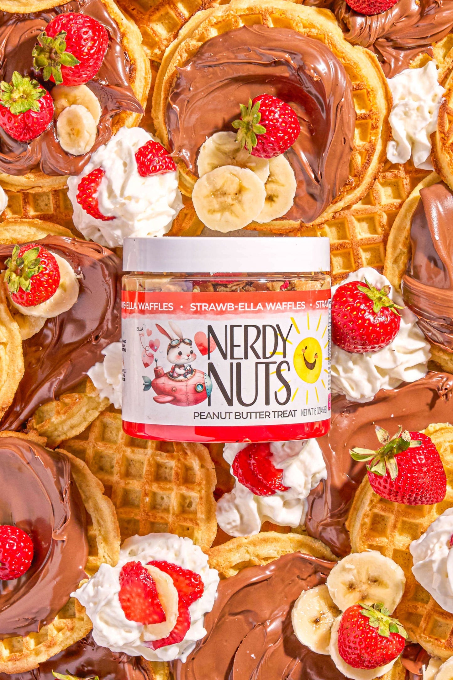 Strawb-ella Waffles Peanut Butter Treat